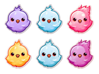 Dove Bird head kawaii stickers with vibrant color