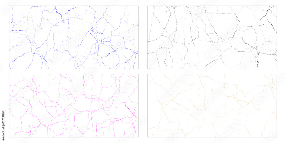 Poster vector set of cracks, marble pattern with cracks transparent texture.