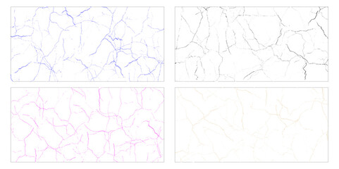 Vector set of cracks, marble pattern with cracks Transparent texture.