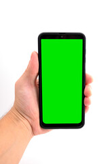 smartphone mockup with color isolated chromakey display