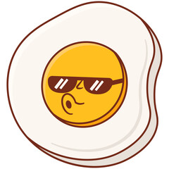 Groovy Retro Fried Eggs Character Illustration