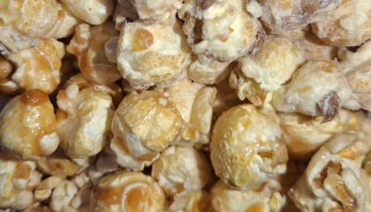 Popcorn texture crunchy view cooked with sweet caramel and cheese salted flavors | Food natural photos