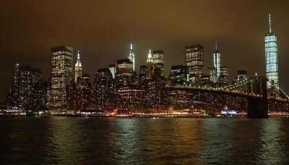 Fototapeta premium Lower Manhattan skyline during the blue hour with Hudson River in the foreground 16