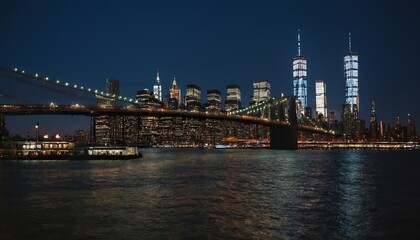 Fototapeta premium A night view of the Manhattan skyline from across the Hudson River 5
