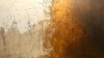 An abstract painting featuring a gradient of warm and cool tones.