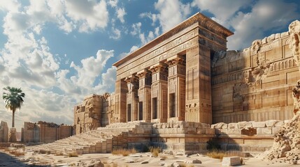 Obraz premium Historic royal palace with crumbling walls, world heritage site, grandeur of past civilizations