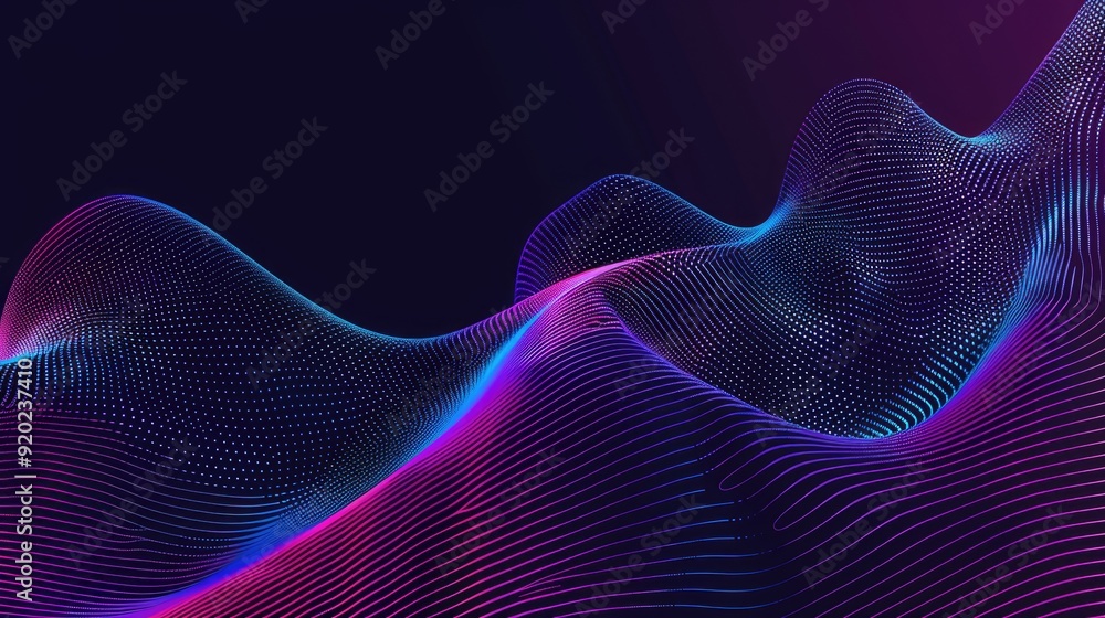 Poster colorful waves of light flow through a dark background, creating a mesmerizing pattern of movement a