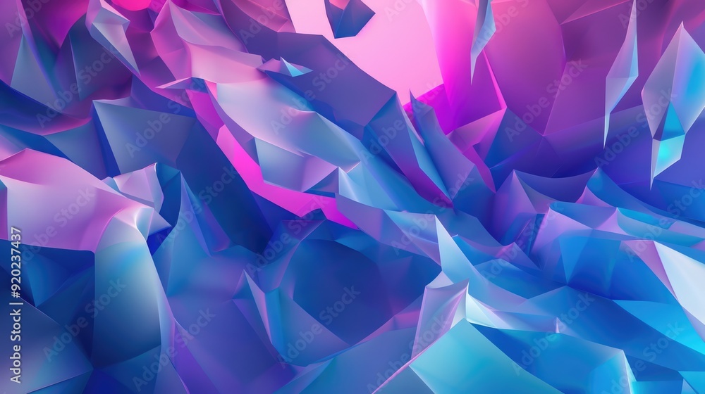 Poster colors blend beautifully as sharp angles and soft curves create a mesmerizing abstract landscape tha