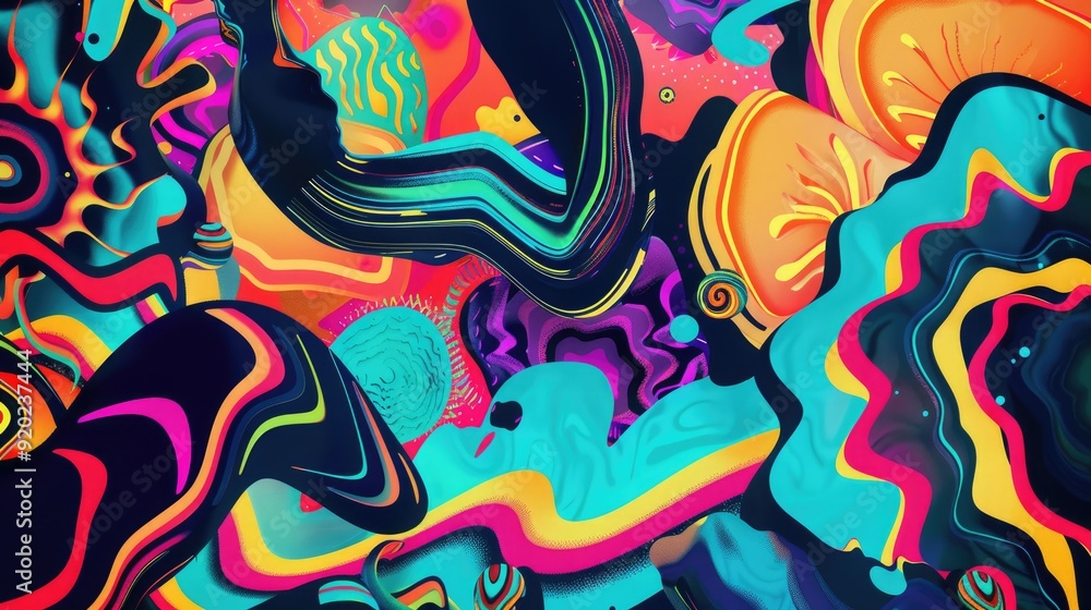 Aufkleber an explosion of colors and shapes intertwines, creating a mesmerizing abstract design that captivate
