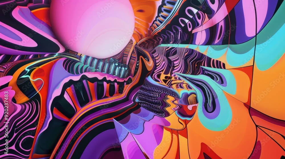 Poster a mesmerizing swirl of colors and shapes creates a dreamlike atmosphere filled with intricate design