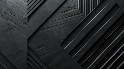 Obraz premium Geometric shapes create a captivating interplay of shadows and light, showcasing the beauty of modern design elements in striking black hues