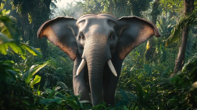 Majestic Elephant in Lush Jungle