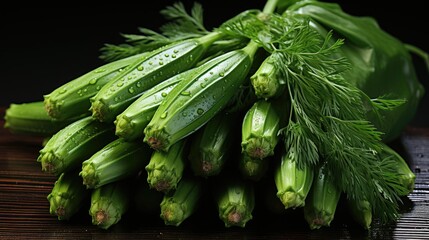 Fototapeta premium Green okra pods 