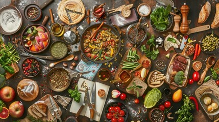 A Culinary Feast A Flat Lay of Ingredients.
