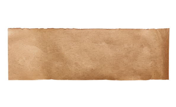 Old crumpled brown paper sheet isolated on transparent background
