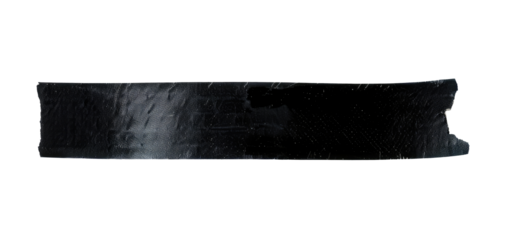 Piece of black adhesive tape isolated on transparent background