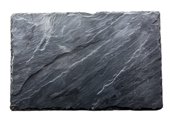 Black slate stone isolated on transparent background