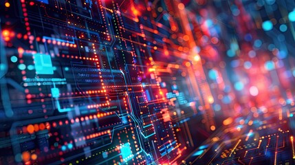 Fototapeta premium Abstract Technology Background with Circuitry and Lights