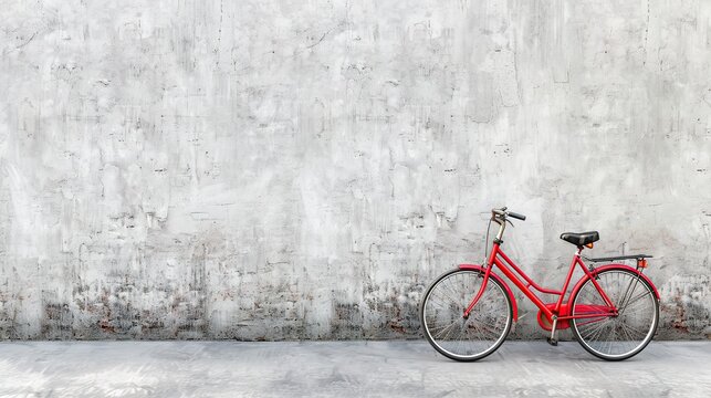Bicycle bike transportation street wall wheel background red old sport city travel cycle urban ride, red bike art design copy space for text. copy space for text. - Powered by Adobe