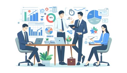 Business peoples with business planning, best practices development, strategy to success or improvement, planning, progress or implementation process, efficiency or productivity concept