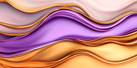 Liquid Gold and Lavender Dreams: A mesmerizing abstract with flowing waves of gold and purple hues. 
