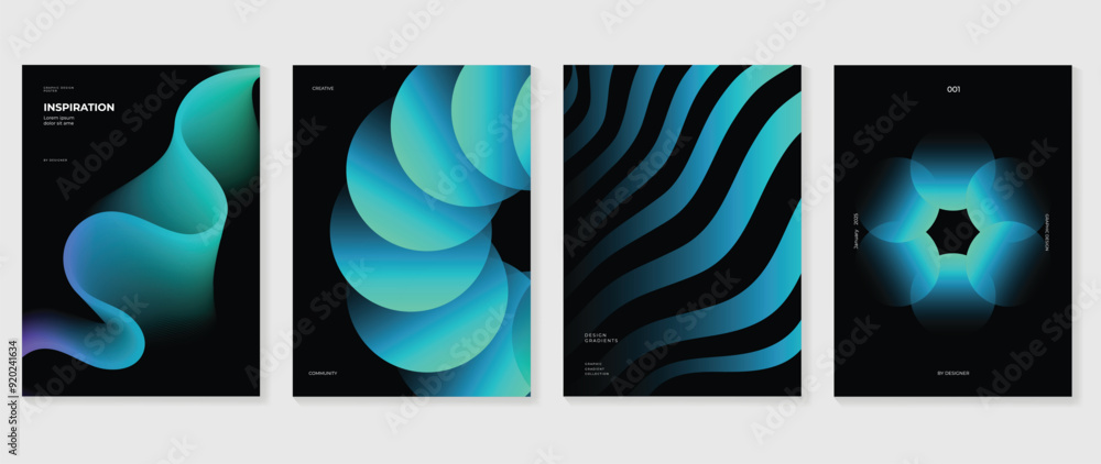 Canvas Prints modern gradient poster background vector set. minimalist style cover template with monotone perspect