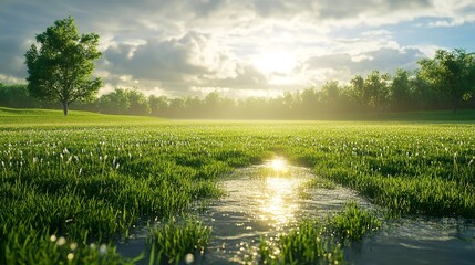 Obraz premium Rice field landscape beautiful countryside photo