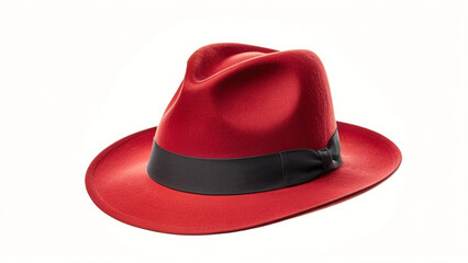 red fedora hat isolated on white background