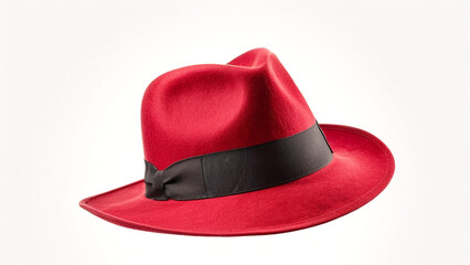 red fedora hat isolated on white background