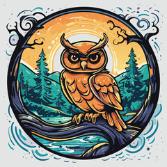 owl t-shirt design vector logo icon graphic