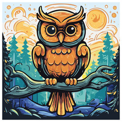 owl t-shirt design vector logo icon graphic