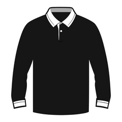 Art & Illustration Black Long Sleeve Polo Shirt Design, Formal Collared Shirt Template, Blank Apparel Mockup