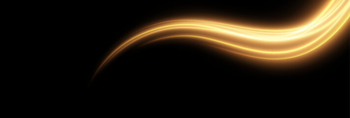 Golden speed lines, abstract glowing magic wave background, neon lines. Lights in motion effect. Vector illustration.