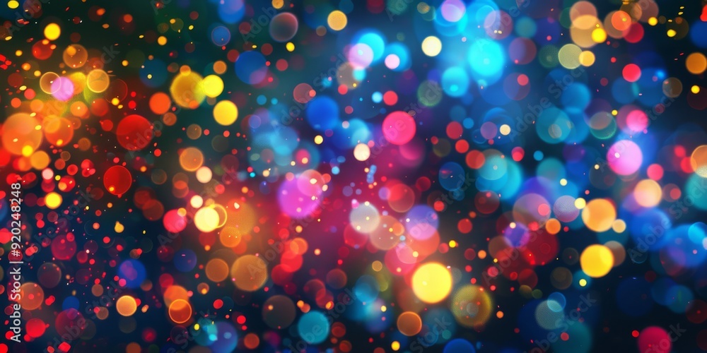 Poster a vibrant and beautifully colorful bokeh light background that creates an inviting and festive atmos
