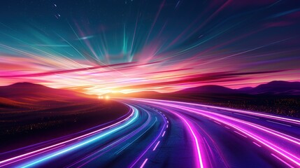 Highway Through a Neon Sunset