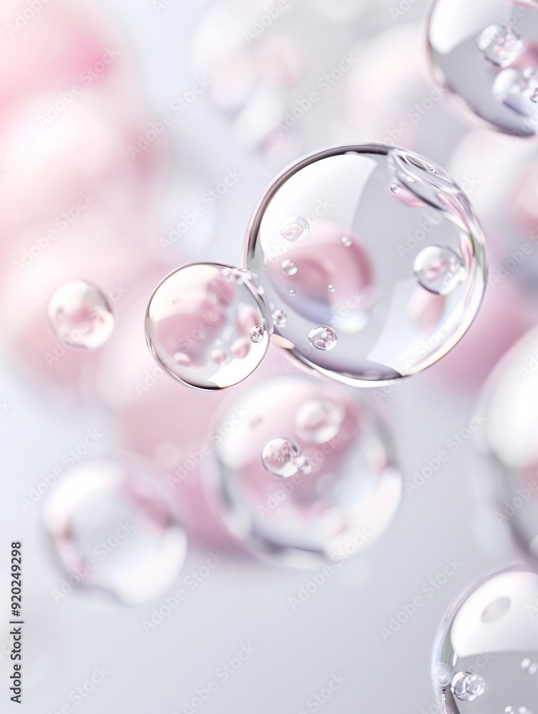 Poster bubbles in various sizes creating an abstract pattern, organic shapes, whimsical and light. ,