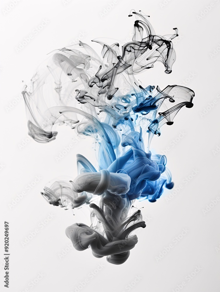 Poster ink flowing in water creating unique patterns, organic shapes, artistic and fluid. ,