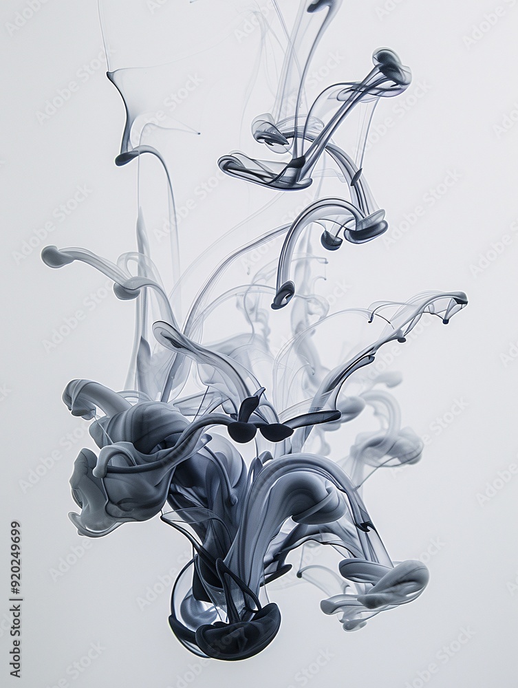 Poster ink flowing in water creating unique patterns, organic shapes, artistic and fluid. ,