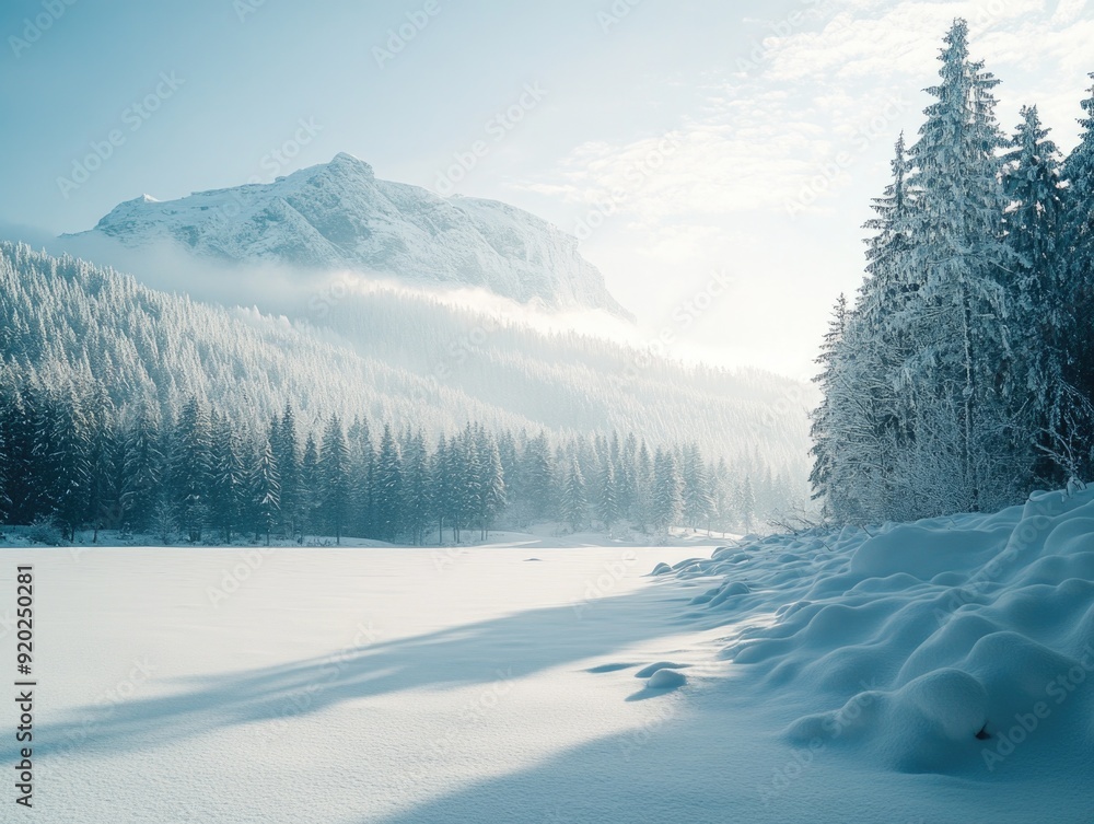 Canvas Prints Snowy landscape with mountains