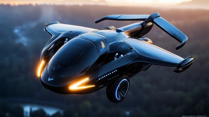 A futuristic concept of a flying tank, featuring advanced technologies and a sleek aerodynamic design