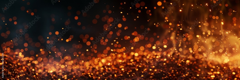 Poster an intriguing abstract background showcases a dazzling display of glowing sparks and embers set agai