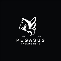 Pegasus horse Logo minimalist, Line art, Modern simple mascot, Mystic premium emblem template