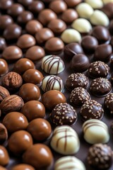 Fototapeta premium Chocolates and Nuts on Table