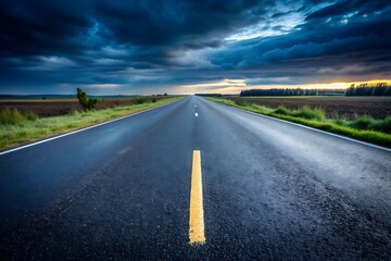 Fototapeta premium Road Through Stormy Sky.