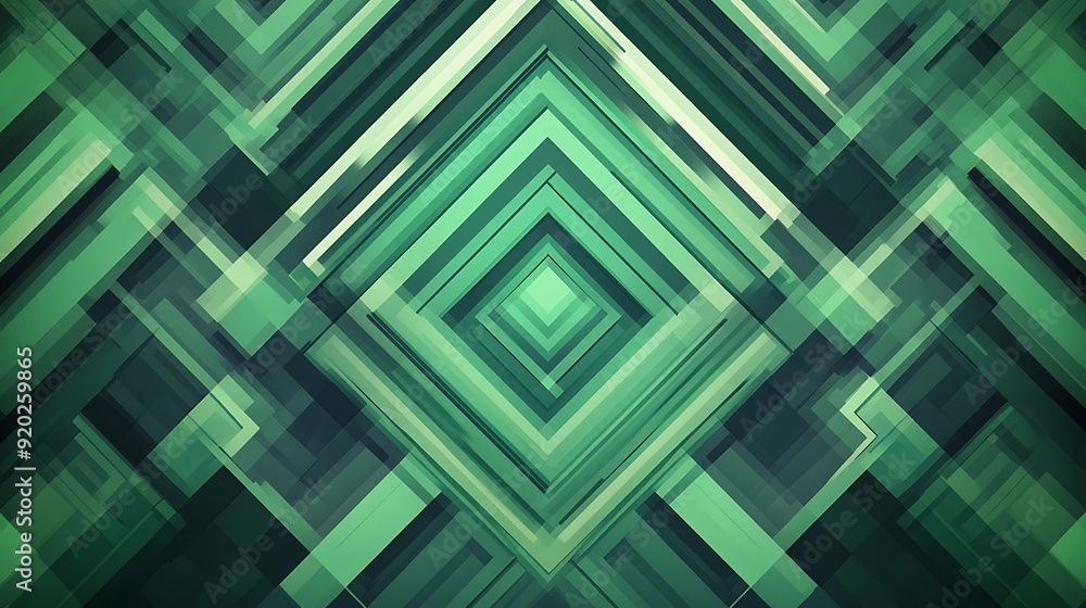 Poster Seamless Abstract with Repeated Geometric Patterns in Shades of Green