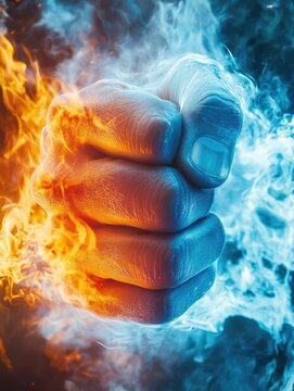 Fist with Fire Background