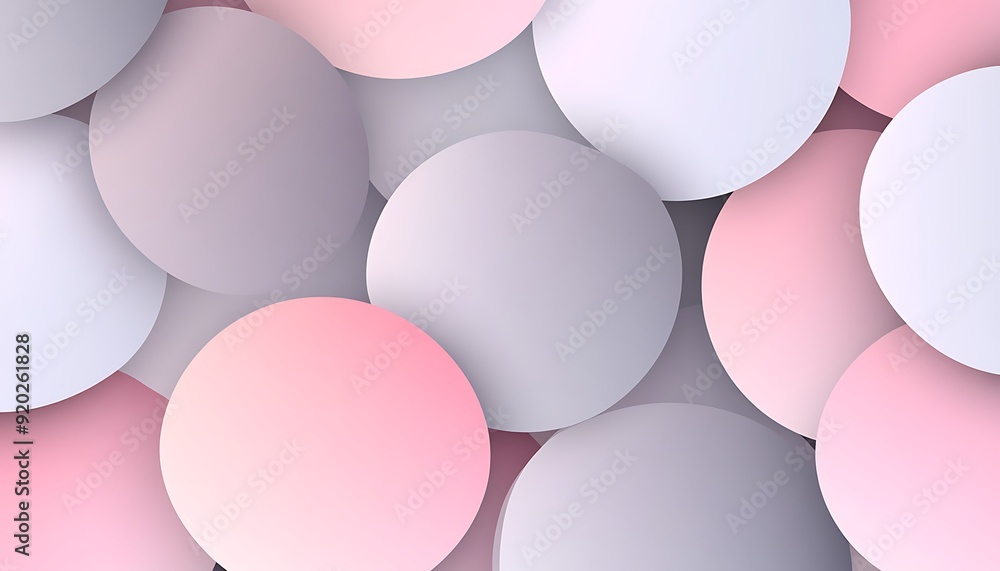 Poster Seamless Abstract with Overlapping Circles in Grey and Pink