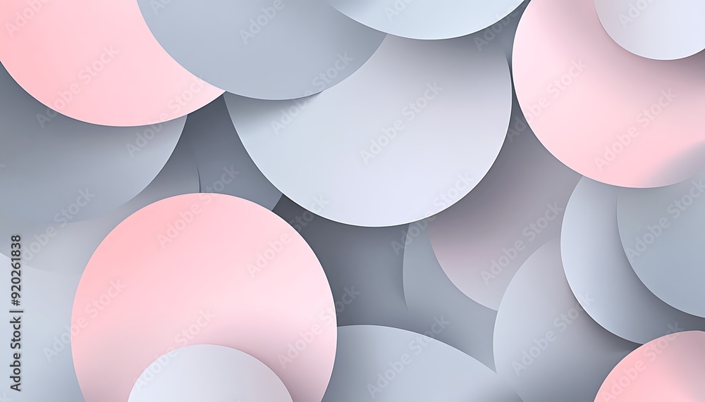 Poster Seamless Abstract with Overlapping Circles in Grey and Pink