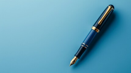 Fototapeta premium Blue Fountain Pen on a Blue Background