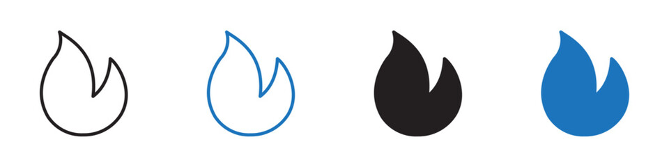 Fire icon Outline set  in black and white color
